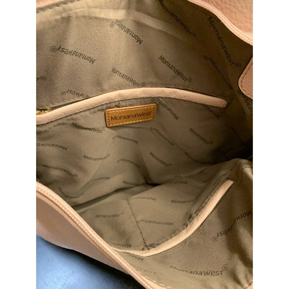 Montana West Studded Hobo Bag Vegan Leather Adjustable Shoulder Tote Lined Pink